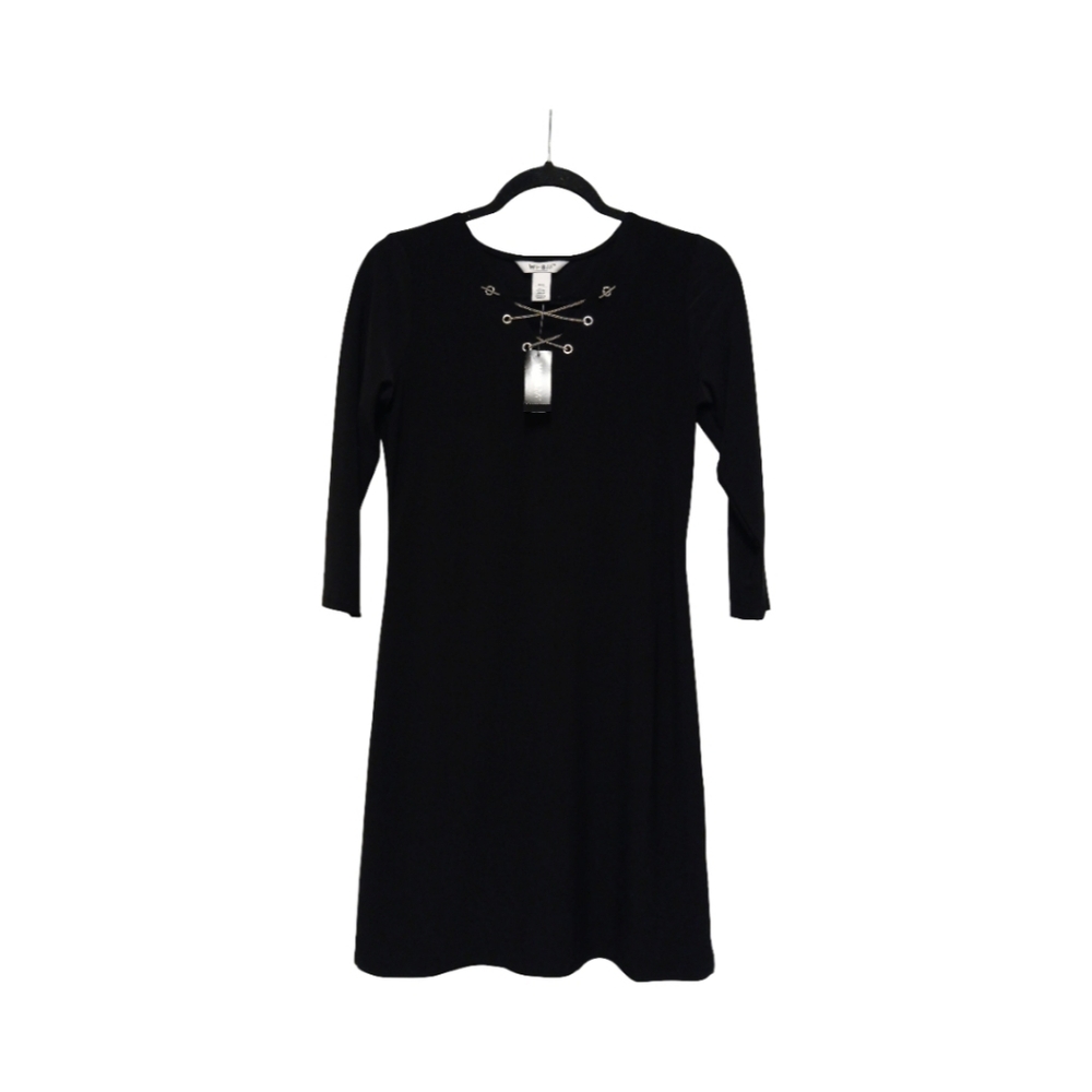 WHBM Shift Midi Black Lace-Up Dress Size XXS-NWT